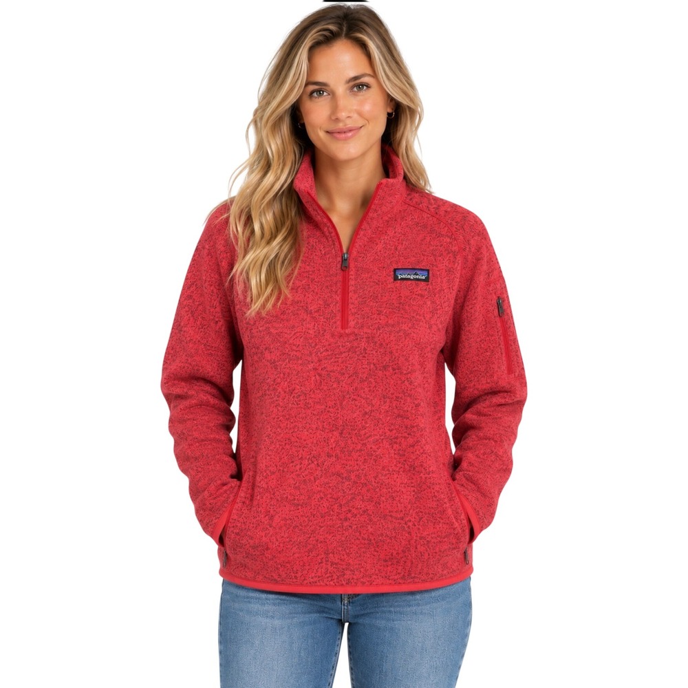 NWT Patagonia Womens Better Sweater 1/4 Zip Pullover Jacket Tomato Red XL 25617